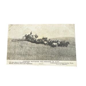 Vtg Postcard Grant County WA Harvesters Farming Wheat Prices 1907 Comparison Ag